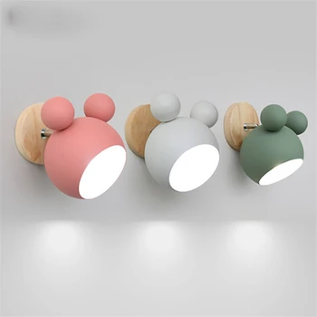 Настенный светильник Nordic Mickey, настенный светильник для спальни, гостиной, кабинета, аппликация, настенный светильник, простой и милый светильник для детской комнаты