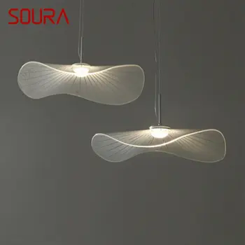 Алюминиевая светодиодная подвеска SOURA, креативное моделирование листьев лотоса, белые современные люстры, лампа для декора гостиной и столовой