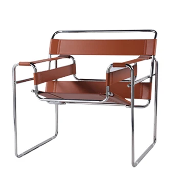 Дизайнерское кресло из легкой роскошной кожи с седлом, кресло для отдыха из нержавеющей стали эпохи средневековья