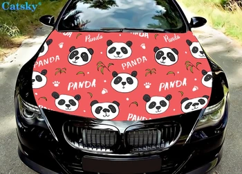 Красная наклейка на капот автомобиля в виде панды, украшение капота автомобиля в виде милого животного на заказ, Защитная крышка капота, Виниловая наклейка на автомобиль, Цветная наклейка на бок автомобиля