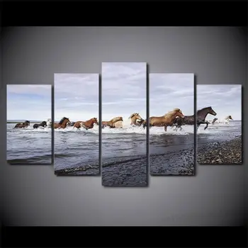 Набор бегущих лошадей, 5 штук, настенный художественный плакат на холсте, украшение дома, 5 панелей, фотографии для печати в формате HD, домашний декор, 5 штук