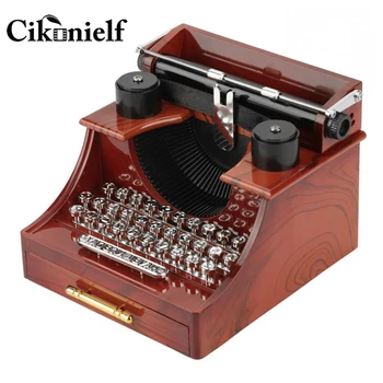 Мини-пишущая машинка в винтажном стиле в стиле ретро, Заводная Музыкальная Шкатулка, Подарочные украшения для стола