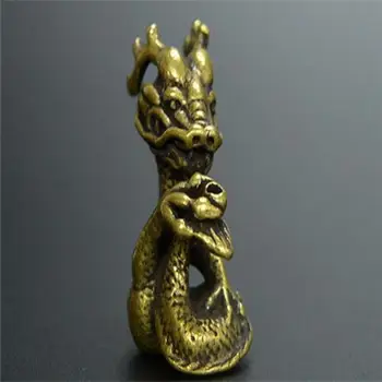 Фарфоровая статуэтка мини-дракона из старой коллекции из чистой латуни
