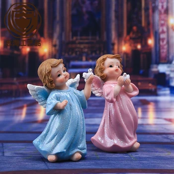Фигурка Ангела Голубя мира 1 пара Религия из смолы Молящаяся девушка Белые голуби