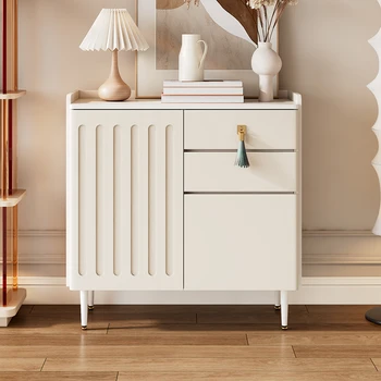 Буфетный шкаф XK Light во французском кремовом стиле, Современный минималистичный шкаф для хранения в гостиной, Встроенный в столовую