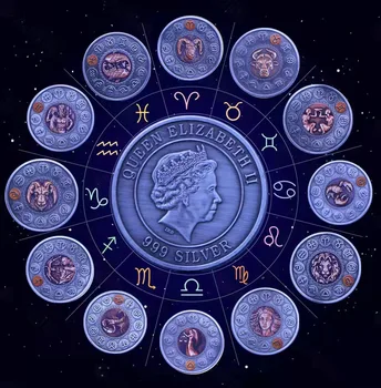 Красивые немагнитные 12шт Двенадцать Созвездий Памятные красочные монеты Елизаветы II с западной астрологией, сувенир, подарок