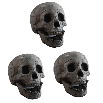 2 огнестойких портативных скульптуры черепа, керамические украшения для Хэллоуина, реквизит для декора черепа