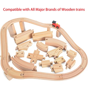 Деревянные детали рельсов, буковая деревянная железная дорога, игрушечные аксессуары для поездов, совместимые со всеми брендами, игрушки для детей Wood Tracks