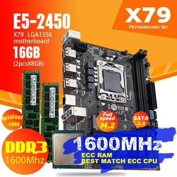 Материнская плата Atermiter X79 1356 В комплекте с процессором Xeon LGA 1356 E5 2450 C2 2шт x 8 ГБ = 16 ГБ 1600 МГц DDR3 ECC REG Memory Ram pc3 12800