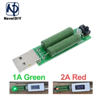 USB-порт, мини-разрядный нагрузочный резистор, Цифровой измеритель тока и напряжения, тестер с переключателем 1A Зеленый светодиод / 2A красный