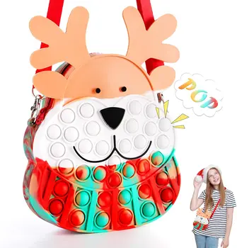 Рождественский кошелек Fidget Pop Сумка через плечо Fidget Toy Push Bubble Сумка через плечо Простая сенсорная сумка-портмоне для KidsXXY95