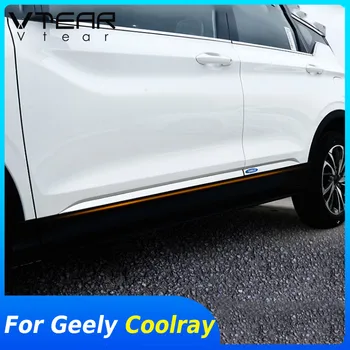 Vtear Для Geely Coolray SX11 накладка для отделки наружных дверей аксессуары автомобильная рама хромированный стайлинг отделка кузова детали из нержавеющей стали