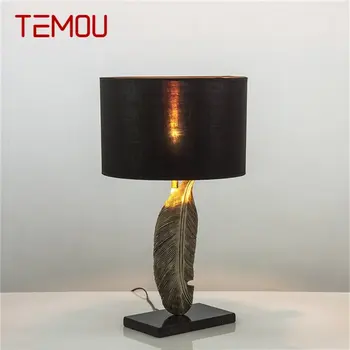 TEMOU Европейский Стиль Настольная Лампа Классический Дизайн Прикроватная Винтажная Черная Настольная Лампа LED для Гостиной Спальни Домашнего Декора