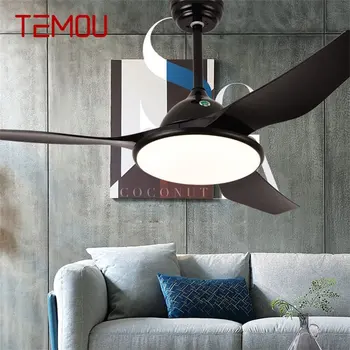 Потолочные вентиляторы TEMOU Комплект светильников с дистанционным управлением 3 цвета Современная светодиодная лампа для комнат Столовая Спальня Гостиная Ресторан