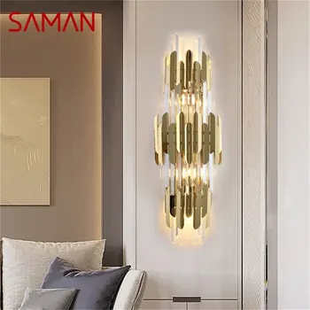 · Настенный светильник SAMAN Crystal, современные светодиодные бра для помещений, декоративные светильники для домашней спальни