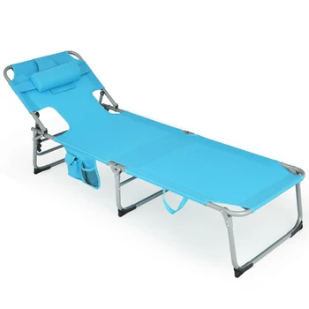 Складной пляжный шезлонг с подушкой для уличной мебели, кемпинговые стулья Sillas Playeras