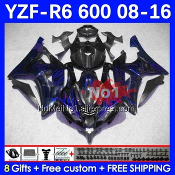 Кузова для YAMAHA YZF R6 600 R 6 blue flames YZF-600 YZF-R6 43No.98 YZFR6 YZF600 08 09 10 11 12 2013 2014 2015 2016 Комплект обтекателей