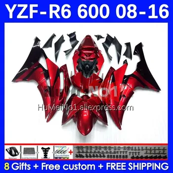 Корпус для YAMAHA YZFR6 YZF600 YZF R6 600 R6 37No.0 YZF-R6 YZF-600 08 2008 2009 2010 2011 2012 13 14 15 16 Обтекатели красный металлик