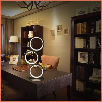 Светодиодная современная минималистичная настольная лампа, круглый дизайн, изогнутый с теплым белым светом, Акриловое освещение, украшение гостиной, спальни.