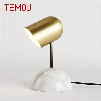 Современная настольная лампа TEMOU Простая модная мраморная настольная лампа LED для дома спальни гостиной отеля Декоративная