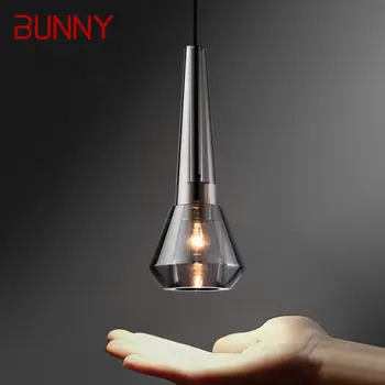 Подвесной светильник BUNNY Nordic из латуни LED Современная простая Креативная Хрустальная Дымчато-серая люстра для домашней спальни
