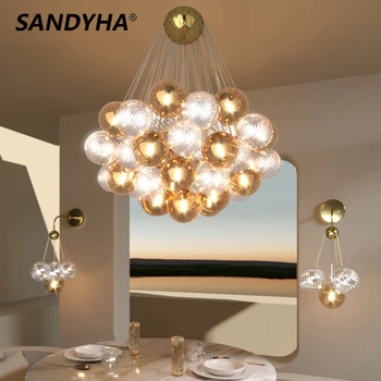 SANDYHA lamparas modermas de techo lustre salon design роскошная лампа светодиодные люстры для спальни гостиной para quart G9o