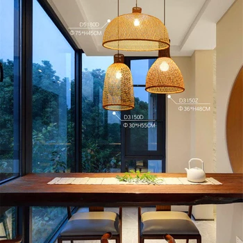 Винтажные бамбуковые подвесные светильники для украшения дома Китайский подвесной светильник из ротанга ручной работы Подвесной светильник для ресторана кафе коридора