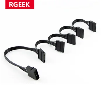 RGEEK 4pin IDE Molex От 1 До 5 SATA 15pin Разветвитель Жесткого Диска HDD SSD Кабель Питания Шнур Для Майнинга Монет Chia 18AWG Черный