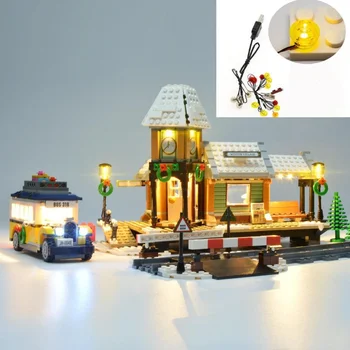 Комплект USB-подсветки для кирпичных строительных блоков Lego 10259 Winter Village Station-(модель Lego в комплект не входит)