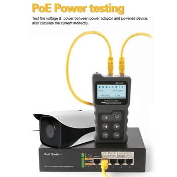 Многофункциональный ЖК-тестер сетевого кабеля PoE Checker Встроенный тестер напряжения и тока PoE с кабельным тестером NF-488
