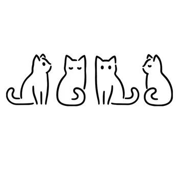 Черная /серебристая наклейка на автомобиль с четырьмя кошками, красивая декоративная виниловая наклейка 14 см * 4 см