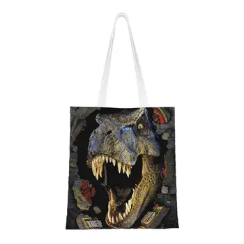 Сумки для покупок с логотипом Парка Юрского периода, милые холщовые сумки с принтом, сумки через плечо, большая вместительная сумка из фильма 