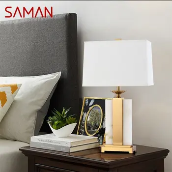 Современная настольная лампа SAMAN с диммером 220v 110V Роскошная мраморная настольная лампа Home LED для фойе гостиной офиса спальни отеля