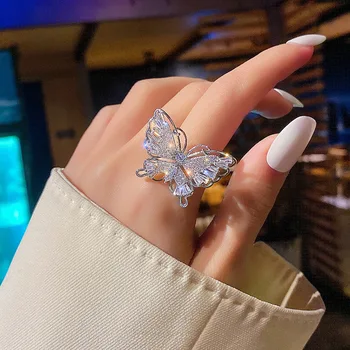 Новое изящное простое кольцо с бабочкой в Южной Корее 2022 года Модные Темпераментные универсальные открытые кольца Женские украшения