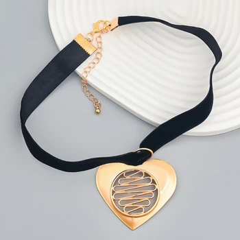 Ожерелье с подвеской в виде полого сердца, регулируемое колье, цепочка на шею, ювелирные изделия