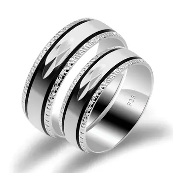 2 шт./компл. Парные кольца из стерлингового серебра 925 пробы, ювелирные изделия для влюбленных, простое классическое обручальное кольцо в полоску, кольцо для мужа, подарок жене