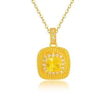 Ожерелье с подвеской из настоящего золота 18 Карат, Чистый камень Au750, Изысканные ювелирные изделия, подарок для вечеринки для женщин, Желтый X524