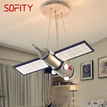 Подвесной светильник SOFITY Children's Spaceship, креативный мультяшный светильник для детской комнаты, детский сад, Дистанционное управление затемнением