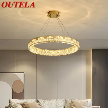 Современный хрустальный подвесной светильник OUTELA, светодиодная люстра с круглым кольцом, Креативный свет в скандинавском стиле, Роскошный декор для гостиной, спальни