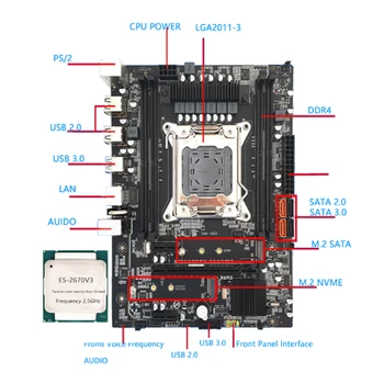 Комбинированный комплект материнской платы DDR4 X99 с процессором Intel E5 2670V3CPU LGA2011 Для компьютерных игр Поддерживает Xeon E5 V3 V4 объемом памяти 16 ГБ