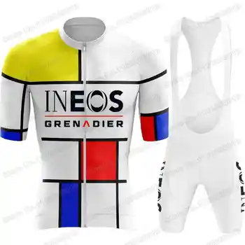2023 Белый комплект велосипедной майки INEOS Grenadiers в стиле ретро, мужская велосипедная одежда, комплекты рубашек для шоссейных велосипедов, велосипедные брюки MTB Maillot