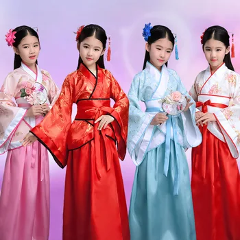Детская одежда, платья из китайского шелка, кимоно для девочек, китайский традиционный ретро-этнический студенческий хор и танцевальный ансамбль