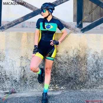 Женские Бразильские комбинезоны для велоспорта и триатлона с коротким рукавом, комплекты профессиональных велосипедных комбинезонов Macaquinho Ciclismo Feminino 20D