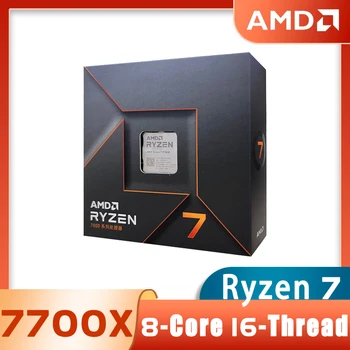 Новый AMD Ryzen 7 7700X R7 7700X BOX 100-000000591 4,5 ГГц 8-ядерный 16-потоковый ПРОЦЕССОР Processo 5 нм Zen 4 105 Вт Разъем AM5 PCI-E5.0 Без вентилятора