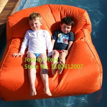 Низкая цена, оптовая продажа, ленивый открытый плавающий мешок для фасоли в стиле дивана, оранжевый, сверхмощный шезлонг-фасоль
