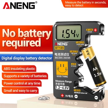 ANENG BT189 Тестер батареек для кнопочных элементов Универсальный бытовой ЖК-дисплей 9 В N D C AA AAA Тестер батареек Power Bank Детекторы Инструменты
