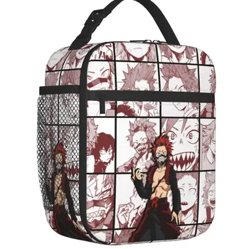 Аниме-коллаж Киришима Эйдзиро Изолированная сумка для ланча для путешествий в лагере My Hero Academia Герметичный термоохладитель Bento Box для детей