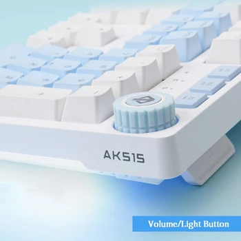 AJAZZ AK515 Игровая Проводная Механическая клавиатура 104 Клавиши с подсветкой из PBT, Настраиваемый колпачок для ключей, Черно-синий Переключатель Мультимедийной клавиатуры