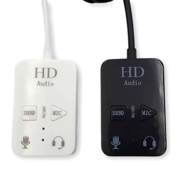 Виртуальная 7.1-канальная звуковая карта HD 2 в 1 Внешний разъем 3,5 мм Независимая кнопка Стерео аудио микрофон адаптер для гарнитуры