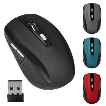 Беспроводная мышь 2.4 G с 6 клавишами, оптические мыши с USB-приемником, геймерская оптическая мышь с разрешением 2000 точек на дюйм для ноутбука, портативного ПК